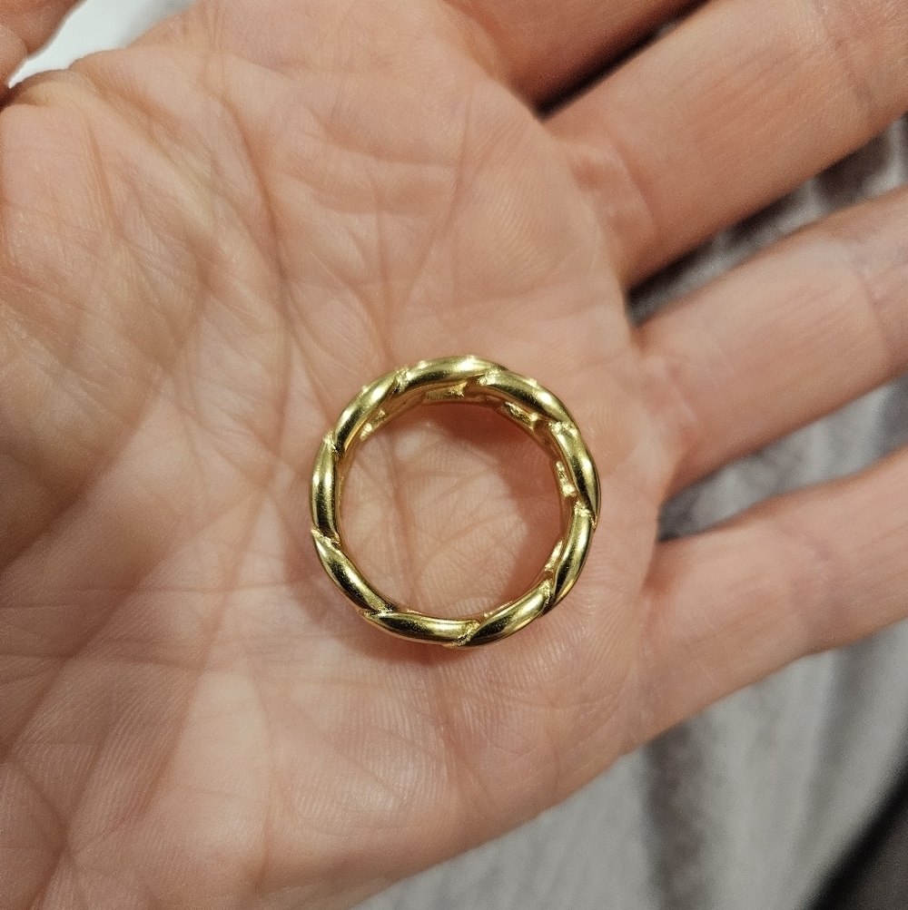 NEW Stainless Steel Chunky Gold Chain Ring - Size 7 - Picture 4 of 9